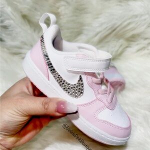 Bling Pink Nikes Baby Toddler Nike Court Swarovski